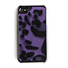 Leather Back Case Cover for iPhone 4 Black Purple