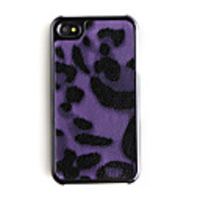 Leather Back Case Cover for iPhone 4 Black Purple