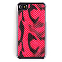 Leather Back Case Cover for iPhone 4 Black Red