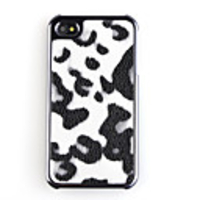 Leather Back Case Cover for iPhone 4 Black White