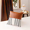 Leather Canvas Black and White Printing Stitching Pillow Case Cover Living Room Bedroom Sofa Cushion Cover