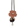 Leather Flowers And Pearl Pendant Necklace