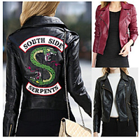 Leather Jacket Women Short Teenager Girl Snakes Leather Coole Leder Coats Spring Jacket Long Sleeve Zip Jacket Waterproof Coat Top miniinthebox