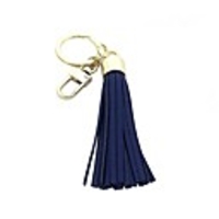 leather tassel charm women handbag wallet accessories key rings (navy)
