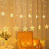 LED 12 Stars Curtain Lights - 150 LEDs Window Icicle Christmas Lights 8 Modes Decorative Backdrop Fairy String Lights for Outdoor Indoor Home Bedroom Wedding Party Holiday Wall