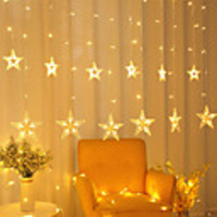 LED 12 Stars Curtain Lights - 150 LEDs Window Icicle Christmas Lights 8 Modes Decorative Backdrop Fairy String Lights for Outdoor Indoor Home Bedroom Wedding Party Holiday Wall