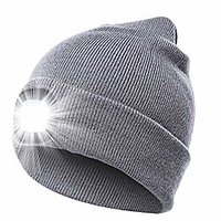 led beanie hat night beanie hat caps with light darkness knit beanie rechargeable led beanie usb electric beanie thermal battery powered hat for night (gray)