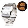 LED Blue Light Stainless Steel Wrist Watch - Black