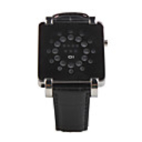 LED Bule-Light Digit Stainless Steel Wrist Watch with Weekday Display