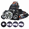 led camping headlamp flounder light frog gigging equipment ultra bright 3xcree xm-l t6 led focus waterproof headlight with batteries (x2 red)