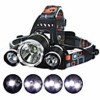 led camping headlamp flounder light frog gigging equipment ultra bright 3xcree xm-l t6 led focus waterproof headlight with batteries (x2 red)