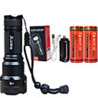 LED Flashlights / Torch Waterproof Zoomable LED 1 Emitters 5 Mode with Batteries with Battery and USB Cable Waterproof Zoomable Portable Professional High-power Camping / Hiking / Caving Everyday Use