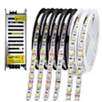 LED Flexible Strip Lights 1M 2.5M 5M Waterproof or No-waetrproof 5050 SMD Per Meters 60 LEDs Multicolour with DC12V Switching Mode Power Supply