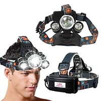 led headlamp,  Zoomable Super Bright Headlight 5000 lumen 3 led 4 modes work headlight,  18650 rechargeable flashlight head lights for camping hiking running fishing (black2 batteries)