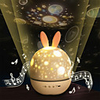 LED Projector Night Light Romantic Music Charging Rotating Projection Lamp w/Rabbit Ear for Home Party Decor Baby Sleep Lighting