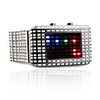 LED Purple Green Red Blue Light Stainless Steel Wrist Watch White