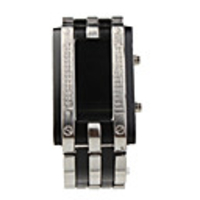 LED Red-Light Digit Stainless Steel Wrist Watch with Weekday Display
