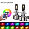 Led RGB Headlight APP Bluetooth Control Multi Colors LED Bulbs H1 H4 H7 H8 H9 H11 9005 9006 Conversion Kit COB Hi/Lo Beam Bulb 12000LM White High Power 6000K