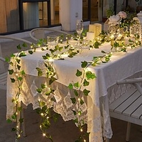 LED Solar String Light Outdoor Waterproof Solar Power 2M Led String Hanging Lights Artificial Outdoor Ivy Leaf Plants for Yard Fence Wall Hanging Wedding Decoration Warm White 8 Mode Lighting IP65 miniinthebox