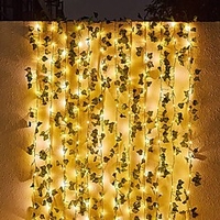 LED String Light 2.3m Artificial Creeper Green Leaf Ivy Vine with 3x3m LED String Lights DIY LED Leaf Garland For Wedding Party Decorative Light miniinthebox