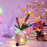 LED String Light 2M 20LEDs Copper Wire Fairy String Light Cotton Ball Lights Battery-Powered Lanterns Wedding Birthday Party Girls Room Decoration miniinthebox