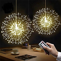 LED String Light 2pcs 180 LED Firework String Lights 8 Mode Explosion Star Copper Silver Wire Fairy Light 150 leds 120LEDs Decoration Lamp Remote Control String Light miniinthebox