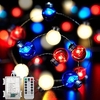 LED String Lights 4m/10Ft 40LED Decorations Red White Blue Fairy Light Battery Operated Copper Wire Patriotic Decorations miniinthebox