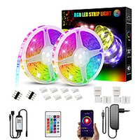 LED Strip Lights 5050 2X10M 1X10M Smart LED Light Strip 10mm Music Sync LED Tape Lights with Remote Bluetooth App Controlled RGB Color Changing LED Strip Lights for Room Bedroom Kitchen Bar Home Decoration