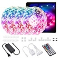 LED Strip Lights 65.6ft 20m(4x5m) RGB 600 LED 5050 SMD Color Changing Kit with 44 Keys IR Remote Controller for Kitchen Home Party 10A Power Adapter