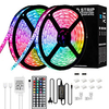 Led Strip Lights Kit 32.8Ft RGB Light Strip with Remote Controller and Support Clips for Room Bedroom Home Kitchen Cabinet Party Decoration 12V 6A Adapter Non-Waterproof Waterproof 2x16.4Ft