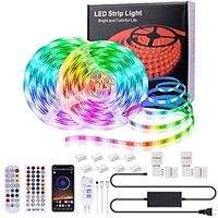 Led Strip Lights Music Sync Bluetooth 32.8 Feet SMD5050 10MM Outdoor Led Lights Waterproof 300 LEDs Flexible Led Strips Color Changing RGB Rope Light with Remote Smart Led Lights for Bedroom Home Kitchen