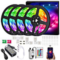 LED Strip Lights RGB Strips 20M Tape Light 600LEDs SMD5050 Music Sync Color Changing Bluetooth Controller 24Key Remote Control Decoration for Home TV Party - APP Controlled