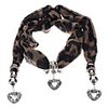 Leopard Diamond-Studded Heart Shape Pendant Scarf Necklace