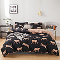 Leopard Print Black Animal 3 Pieces Bedding Set Duvet Cover Set Modern Comforter Cover Ultra Soft Hypoallergenic Microfiber and Easy Care(Include 1 Duvet Cover and 1 or2 Pillowcases)