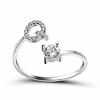 letter initial alphabet knuckle rings a-z silver crystal adjustable ring for women girls (q)