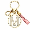 letter keychain with tassel for women purse wallet handbags charms crystal alphabet letter pendant key ring(m)