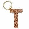 letter t keychain accessories for women and girls,  gold glitter initial key ring