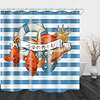 Lifebuoy and fish Print Waterproof Fabric Shower Curtain for Bathroom Home Decor Covered Bathtub Curtains Liner Includes with Hooks