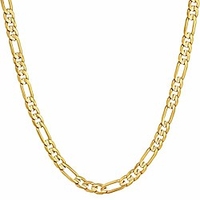 lifetime jewelry 4mm figaro chain necklace 24k gold plated for men women amp; teen (gold,  26)