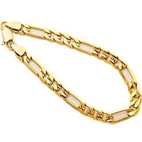 lifetime jewelry diamond cut 7mm figaro bracelet for men 24k real gold plated (9)