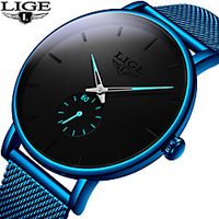LIGE Quartz Watch Steel Band Watches for Men