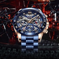 LIGE Quartz Watch Steel Band Watches for Men