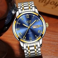 LIGE Quartz Watch Steel Band Watches for Men
