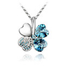 Light Blue Shining Crystal And Platinum Plated Alloy Pendant Necklace
