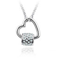 Light Blue Shining Crystal And Platinum Plated Alloy Pendant Necklace