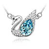 Light Blue Shining Crystal And Platinum Plated Alloy Swan Shaped Pendant Necklace