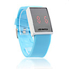 Light Blue Silicone Band Unisex Red LED Sports Wrist Watch