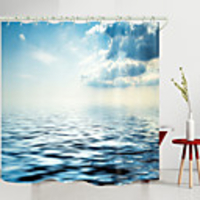 Light Blue Sky On The Sea Digital Printing Shower Curtain Shower Curtains Hooks urd FlowersModern Polyester New Design