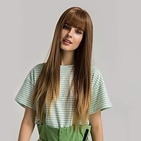 Light Brown Long Straight Wig with Bangs for Women Natural Look Realistic Wig Synthetic Heat Resistant Full Head Hair Replacement Wig 24 Inch miniinthebox