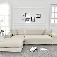 Light Grey Fills Print Dustproof All-powerful Slipcovers Stretch L Shape Sofa Cover Super Soft Fabric Couch Cover Sofa Furniture Protector with One Free Boster Case miniinthebox